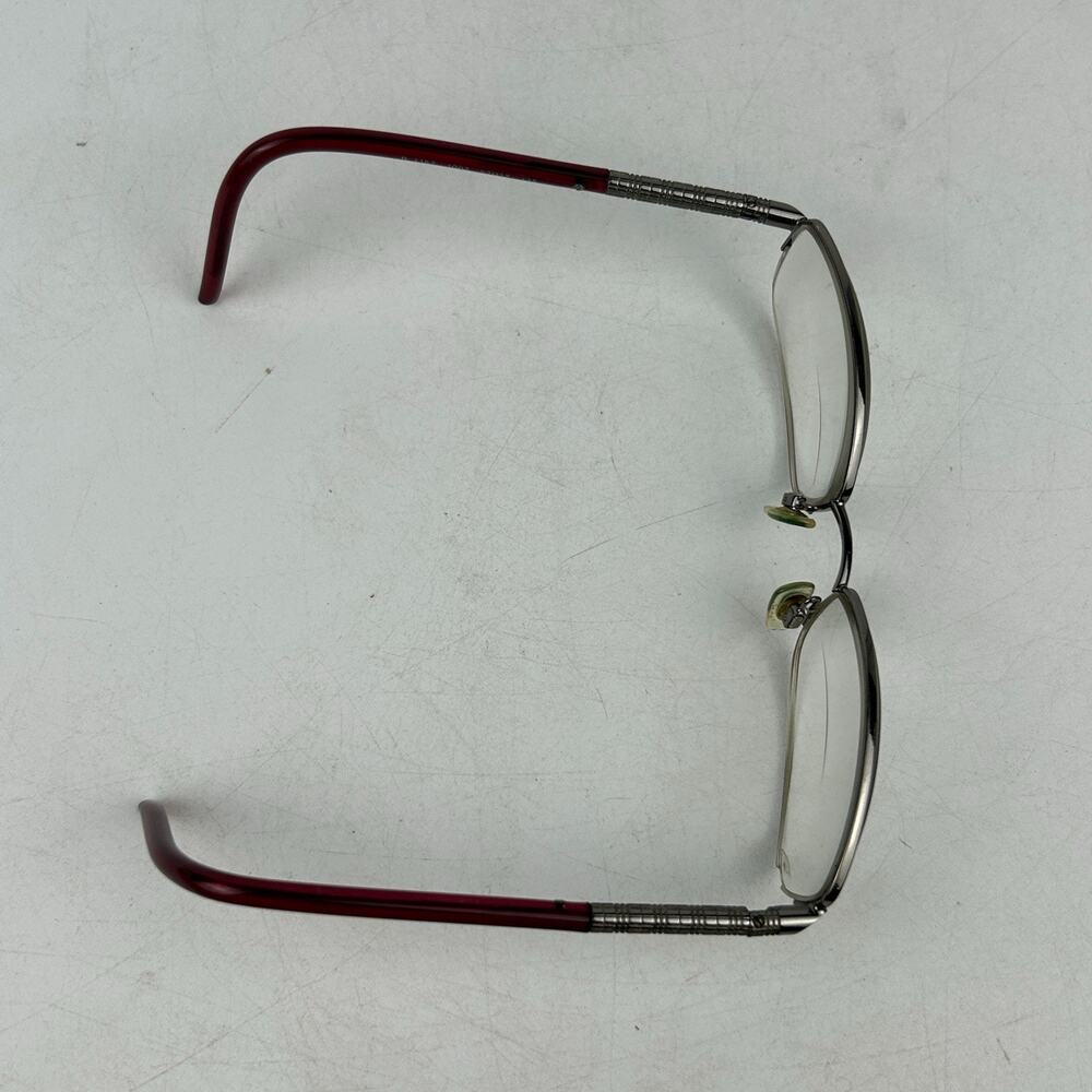 Burberry Eyeglasses B 1157 1003 Size 52-17-135 Silver Maroon Rectangle Frames - Picture 8 of 13